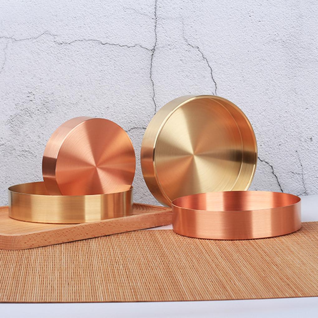 Vintage Round Tray Copper Storage Box Holder Container Dish Disc Home Decor Decoration by Jooan