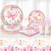 Butterfly Theme Party Supplies Party Decoration Windshield Flag Disposable Tableware Paper Plate Paper Cup