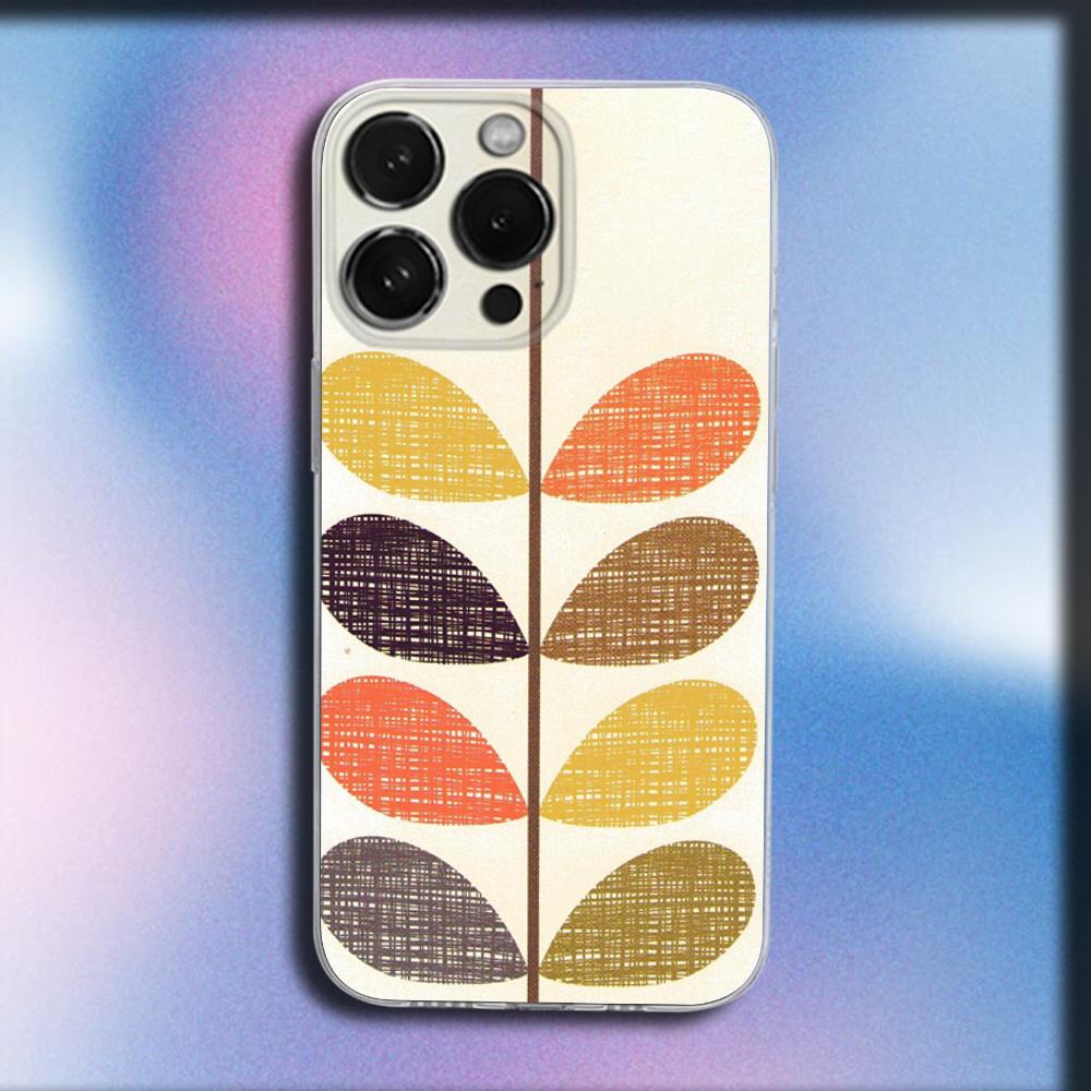 Multi Stem Orla Kiely Folio Phone Case For iPhone 16,15,14,13,12,11 Plus,Pro,Max,XR,XS,X,Plus,SE,Mini Transparent Soft Cover