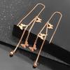 Exquisite Russian 585 Purple Gold Delicate Smooth Butterfly Earrings, Simple Temperament Rose Gold Plated Color Gold Earrings
