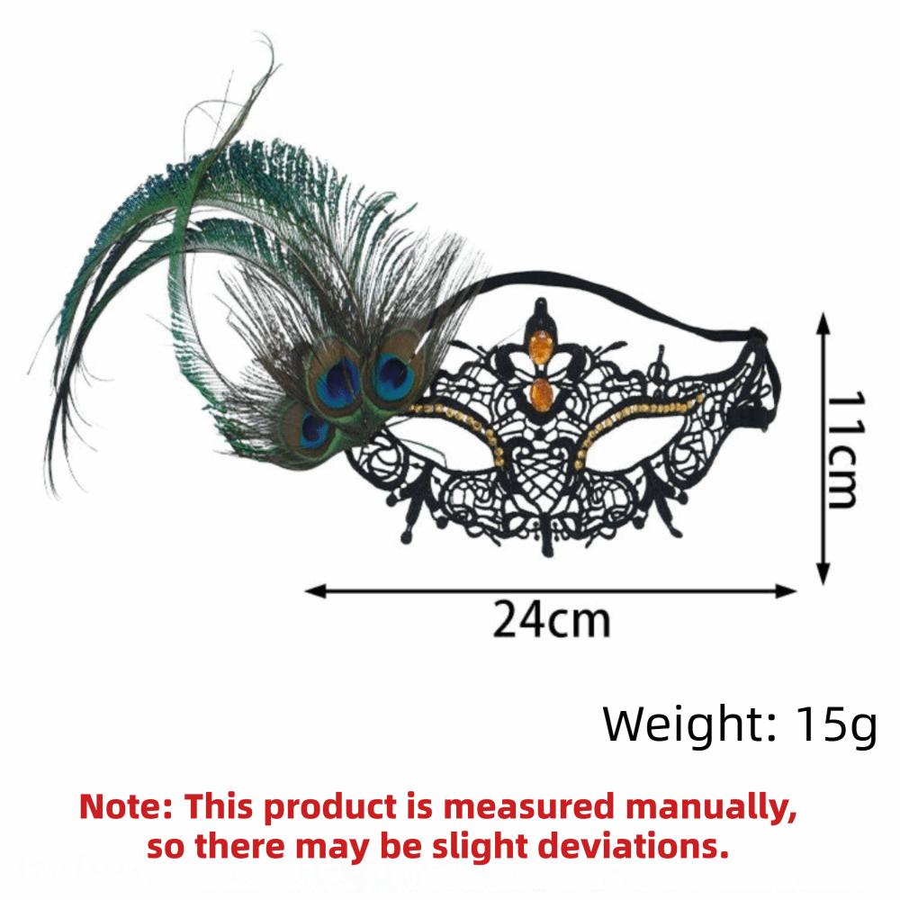 Diamond Decorated Masquerade Mask Elegant Phantom Mask Peacock Feather Mask  Costume Party