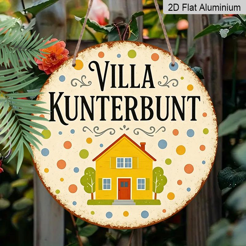 

2D Flat Aluminum Vintage Country-themed Signage Wall Decorations, Available in Various Sizes with Whimsical House Patterns. Suitable for Living 20*20cm