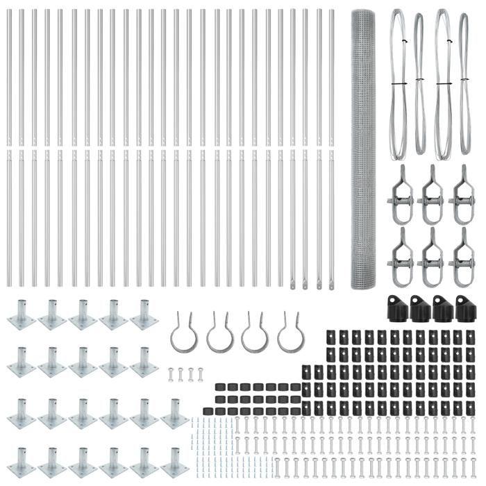 VidaXL Clôture en fil soudé avec 13 poteaux à bride 1.5x50 m Acier galvanisé 3352365