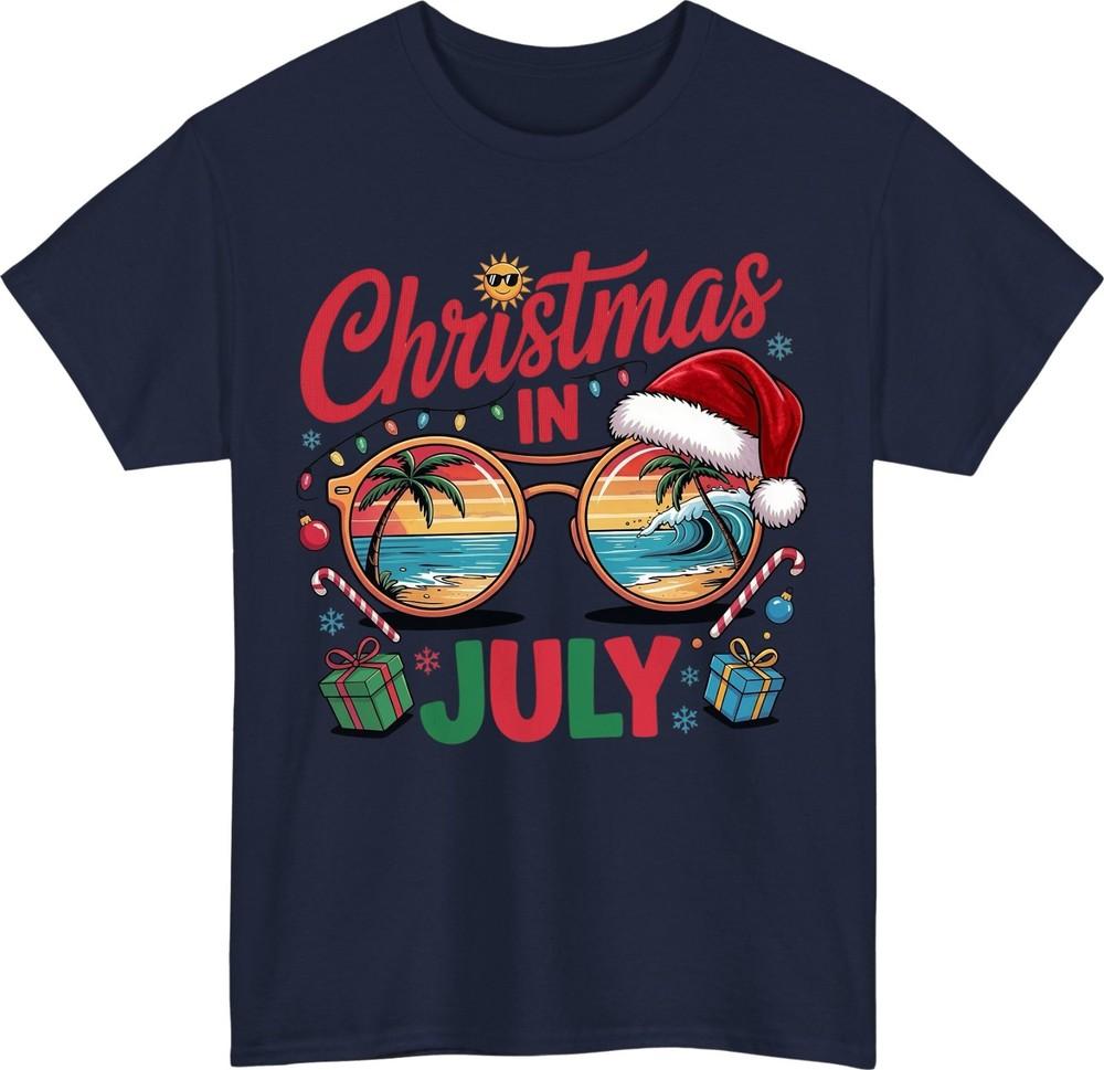 Christmas in July TShirt Beach Party Santa Holiday in Summer Vacation Tee Top S