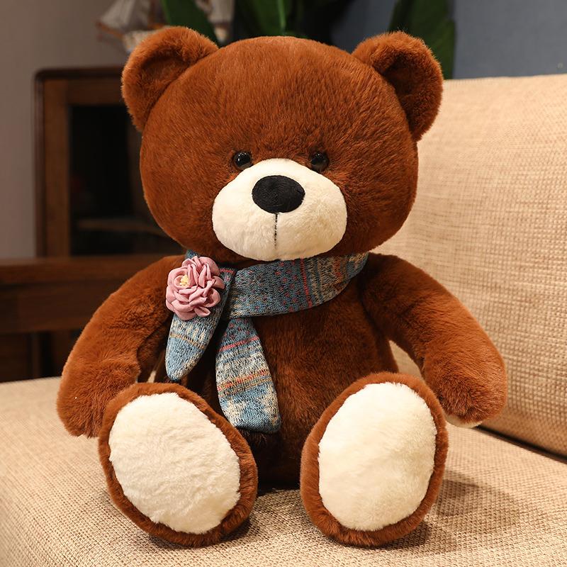 High Quality Plush Toy Scarf Bear Doll Soft Stuffed Animal Children Birthday Gift Pillow Home Living Room Bedroom Decor