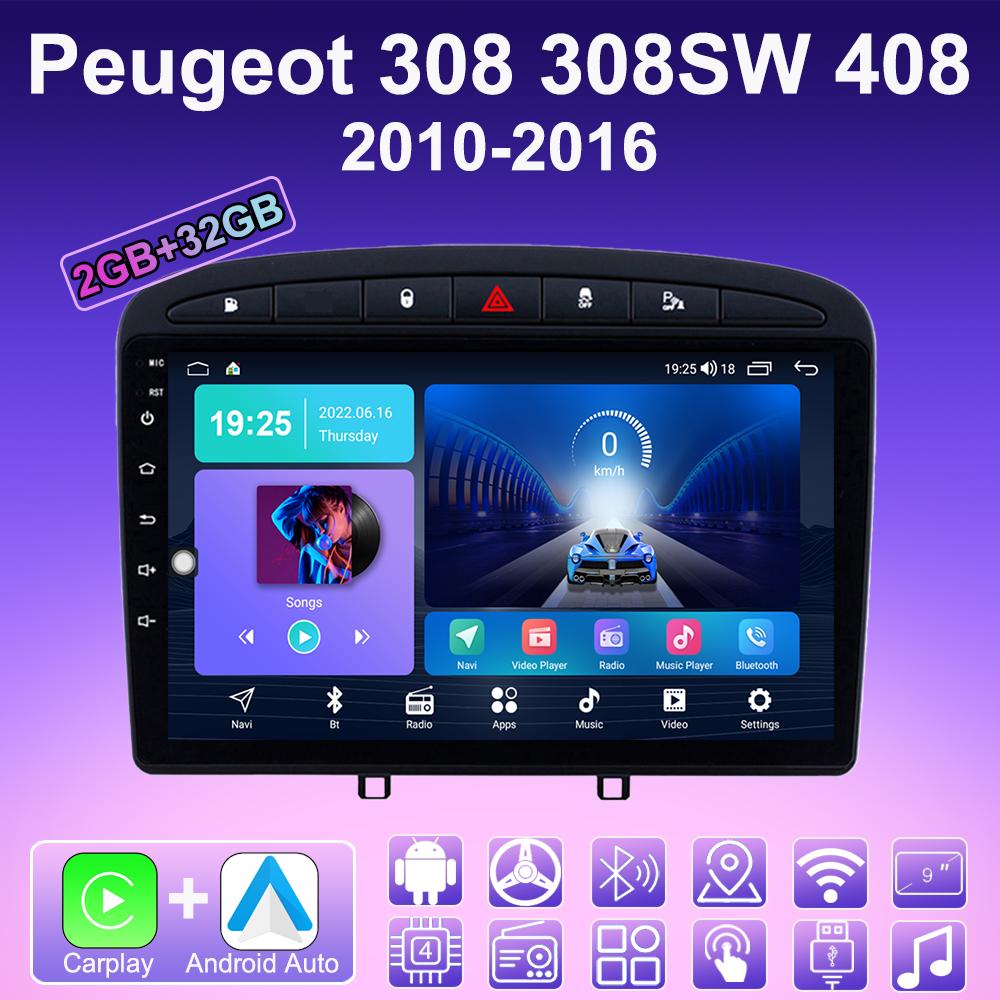 2 DIN Android Carplay Car Radio For Peugeot 308 308SW 408 2010-2016 Multimedia Player Head Unit Stereo GPS Navigation BT WIFI 2+32GB