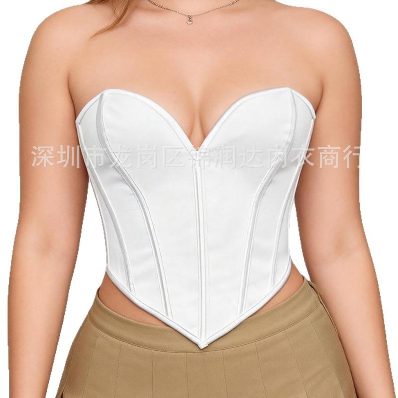 Vintage Print Strapless Boned Corset Tight Waist Shaping Body Shaper