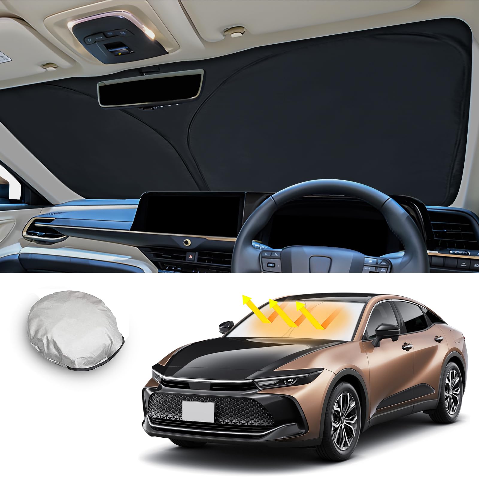 

CDEFG Toyota Crown Crossover Front Sunshade with 35 Series Crown from September 2022 Windshield Light Heat Prevents Provides and is Suitable for Car серый