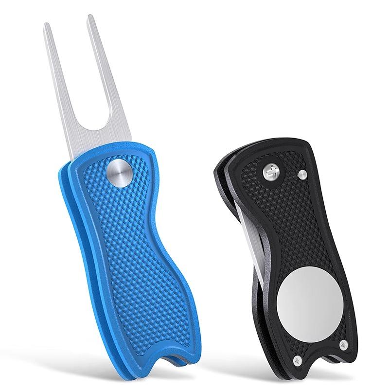 Golf Divot Repair Tool Foldable Metal Golf Green Divot Tool with Magnetic Ball Marker 5