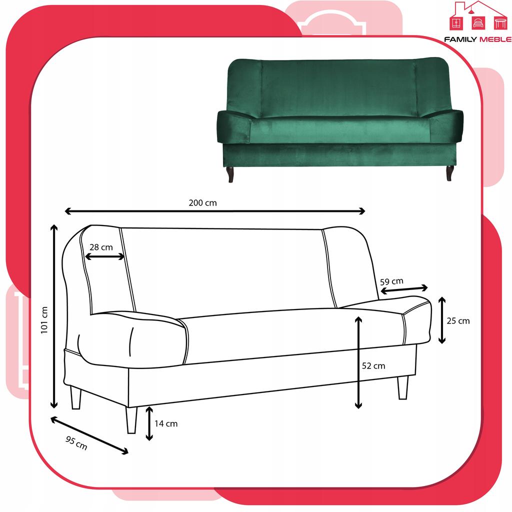 Sofa Sofa Sara Sofa Bed Bonell Bed Family Furniture Green