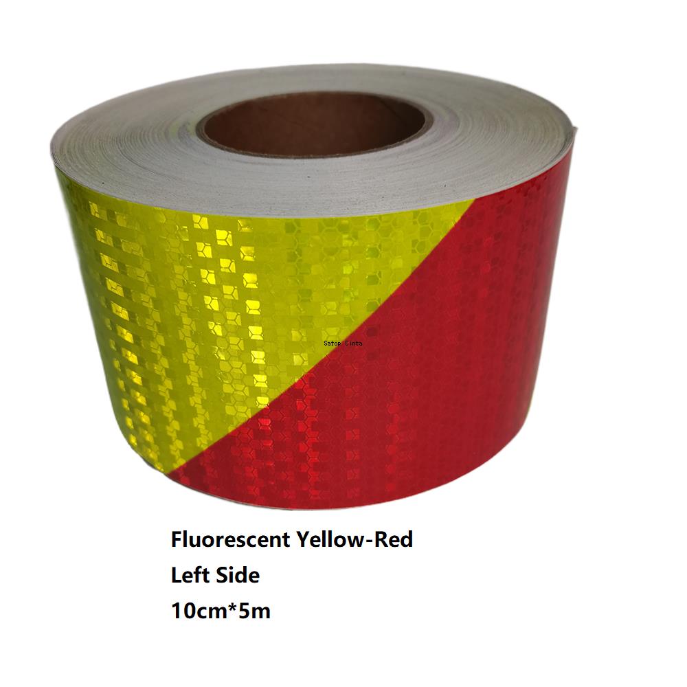 5cm/10cm/15cm/20cm*5M Reflective Adhesive Tapes Fluorescent Yellow-Red Left Right Twill Sticker Reflectors Waterproof Sheetings