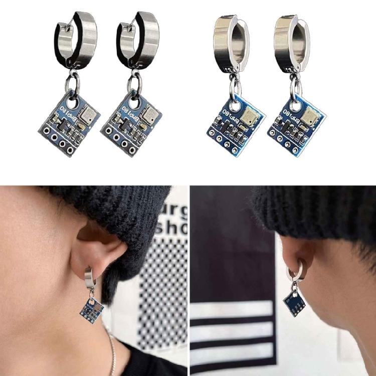 Technology Sense Circuit Board Earrings Punk Trendy Cool Ear Clip Earrings