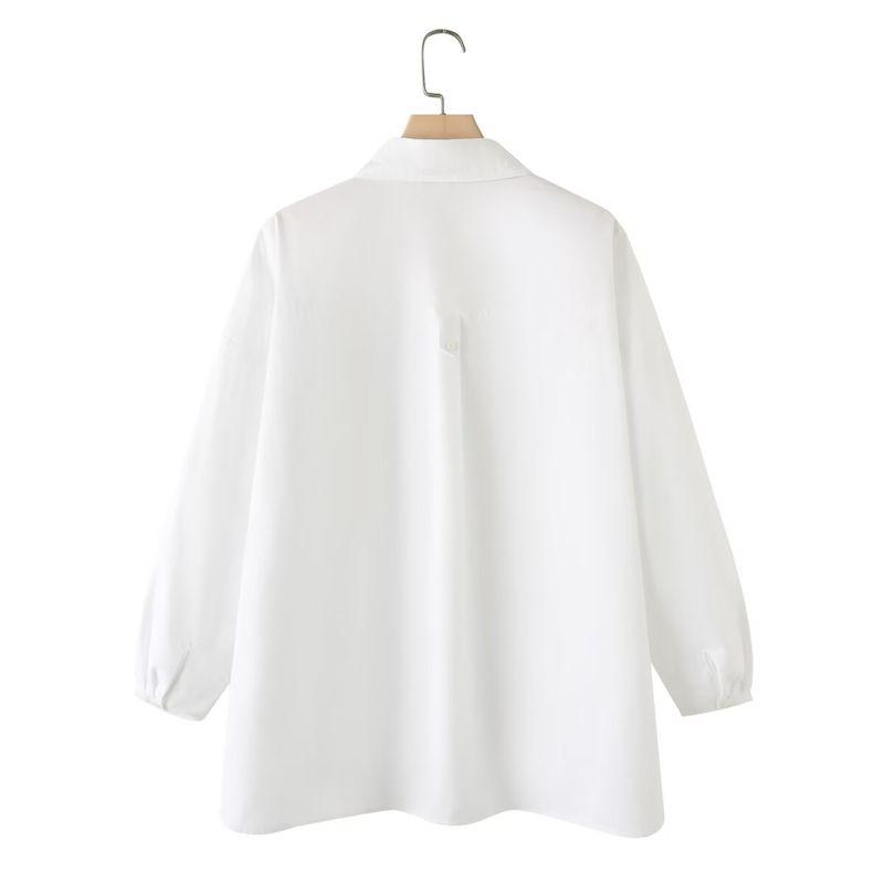 Zab Autumn New Women's Clothing Fashion Style French Style Design Slit Hemline At Hem Plus Size Long Sleeves Cotton Shirt