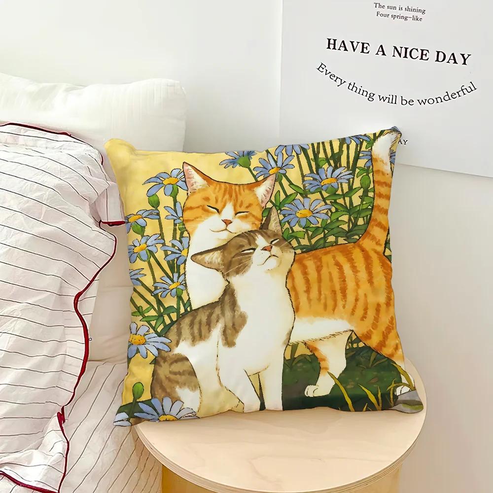 Cat Patterned Pillowcases for Cozy Home Decor Office car sofa bed cushion cover home bedroom decoration