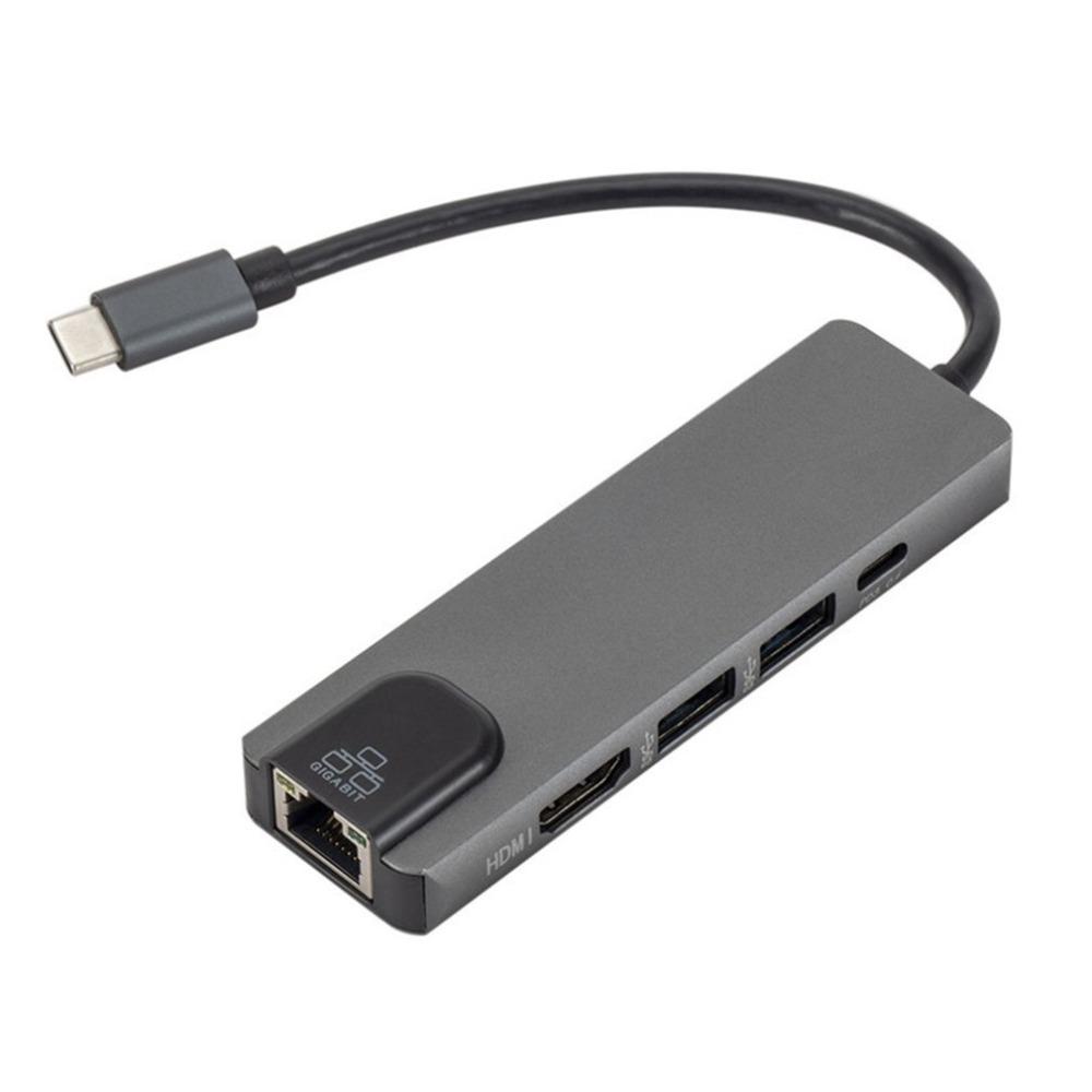 

5 in 1 USB C Hub with Gigabit Ethernet 4K HD for Laptop Phone Steam Deck Type C Dock Adapter 5 in 1 100M