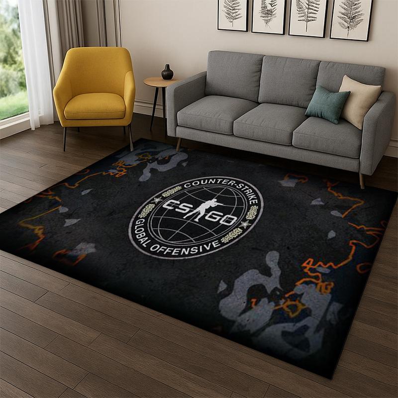 Counter Strike CS GO Game Gamer Carpet Rug for Bedroom Living Room Sofa Playroom Doormat Home Decor,Kid Play Area Rug Non-slip