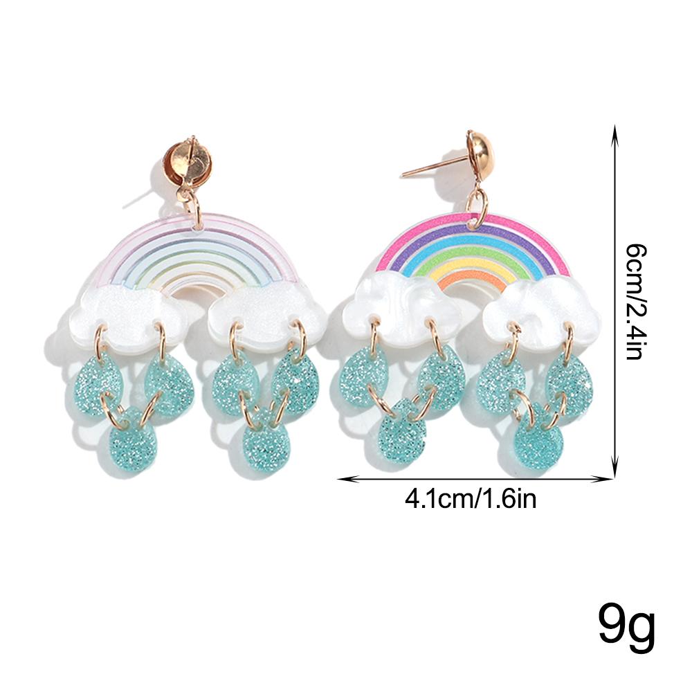 Cute Clouds Rainbow Raindrop Acrylic Earrings for Women Girls Cartoon Moon Purple Cloud Star Drop Earring Fashion Jewelry Gift