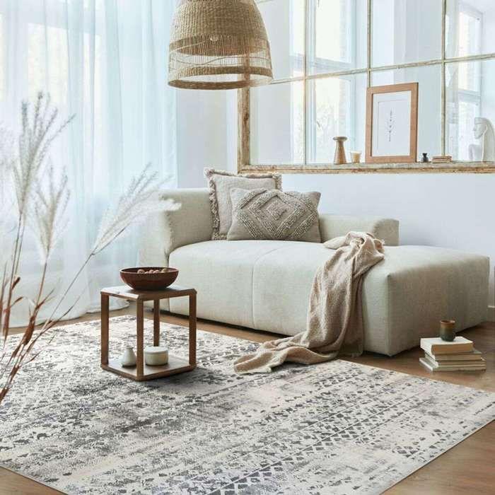 Extra-soft Rug with Cream and Silver Cross Pattern 120x170