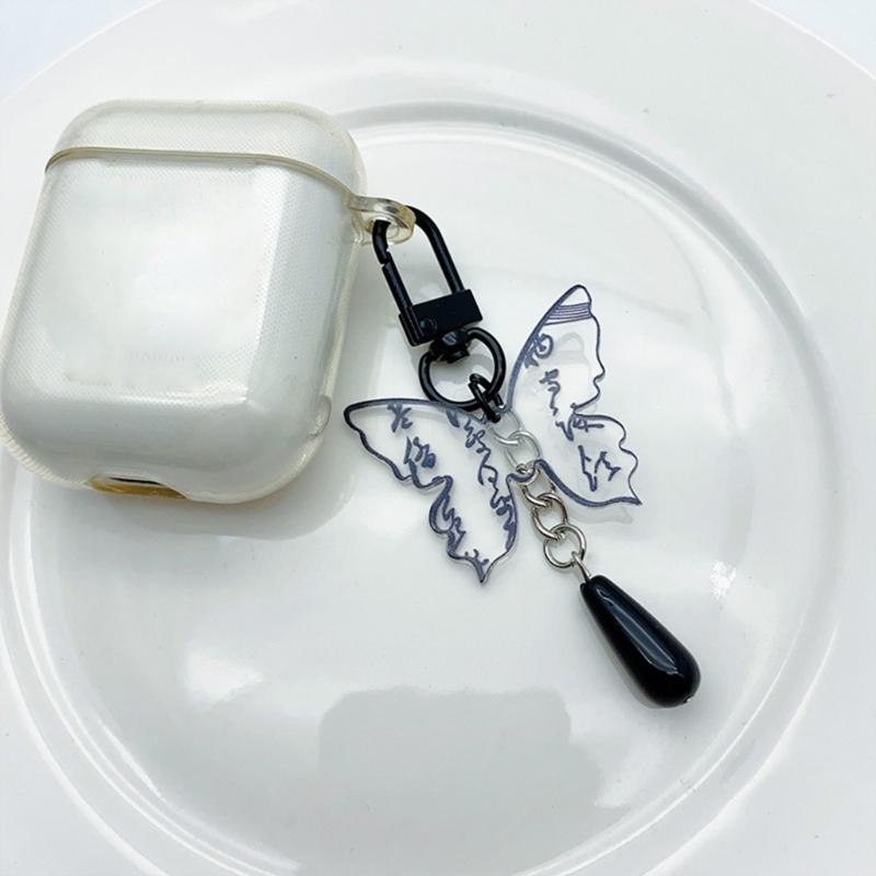 Chinese Style Phone Chain Calligraphy Butterfly Pendant Keyring Cellphones Strap