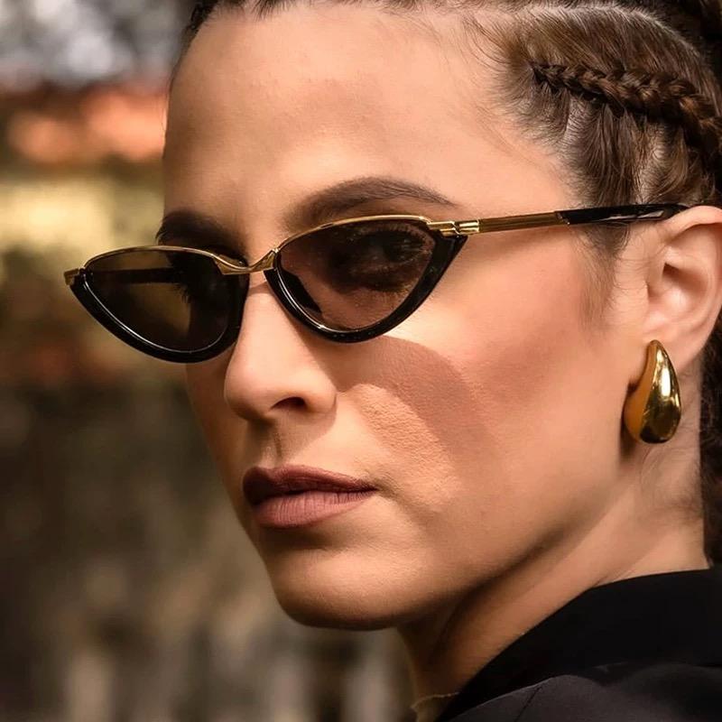 Metal Cat Eye Sunglasses Women For Men Vintage Sun Glasses Steampunk Popular Outdoor Driving Luxury Brand Design Eyeglasses