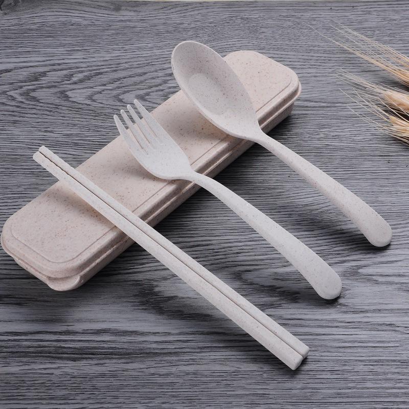 2pcs Home Travel Portable Creative Tableware Set, Student Lunch Box
