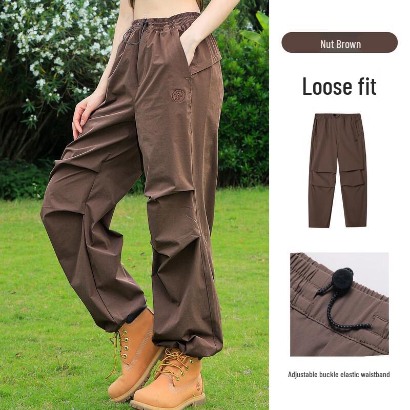 CAMEL Women s Quick-Dry Parachute Cargo Pants M