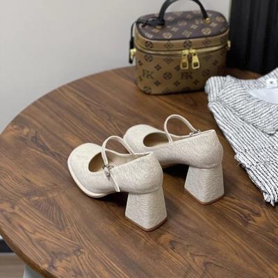 Princess Style Increases Height and Shows Legs Long Dress Shoes Summer Matching Skirt Versatile One-word Buckle Mary Jane High Heels
