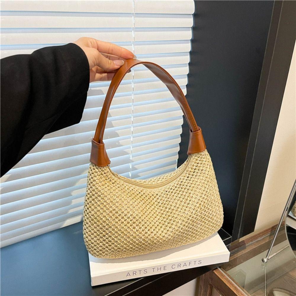 Leisure Weave Straw Bag Summer Beach Handbag Trendy Straw Shoulder Bag  Women
