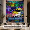Custom Text Printed Tapestry Geometry Dash Pattern Large Wall Hanging Indoor Room Decor