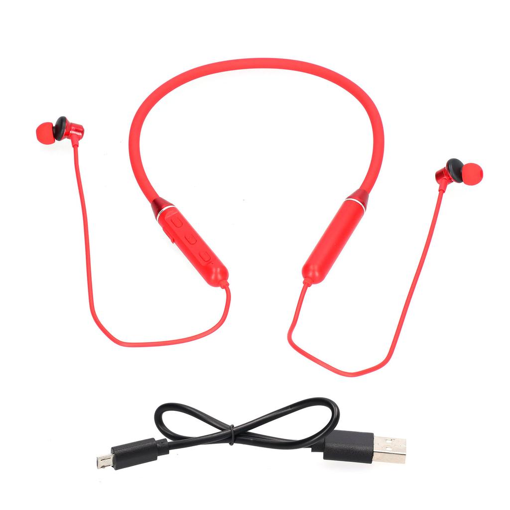 Neck Mounted Bluetooth 5.1 Earphone Wireless Noise Cancelling Sports Mobile Phone EarphoneRed