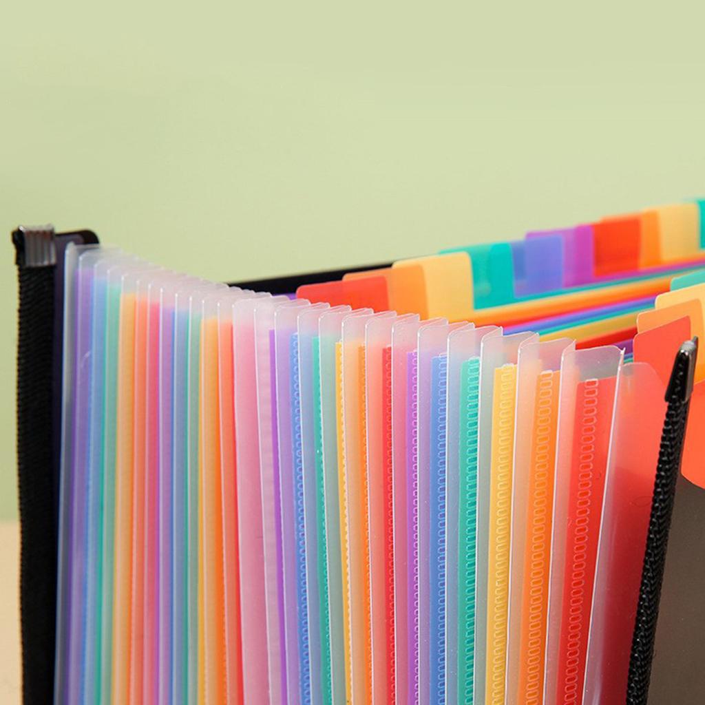Expanding File Folder 12 Pockets A4 Size Filing Folder Organizer Large Capacity Portable AccordianFile Box for Classroom Office