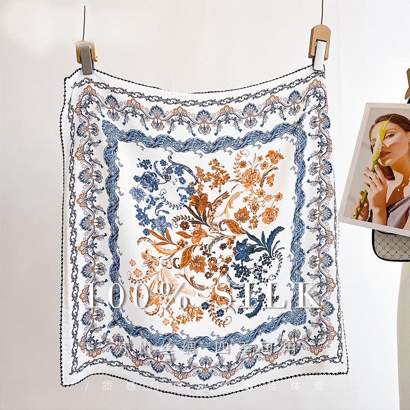New 100% silk silk scarf women s scarf shawl fashion temperament versatile square scarf double crepe mulberry silk scarf 65cm