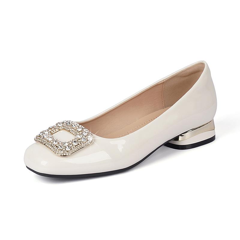 New Women Shoes Fashion Patent Leather Pumps Square Crystal High Heel Shoes OL Dress Shoes