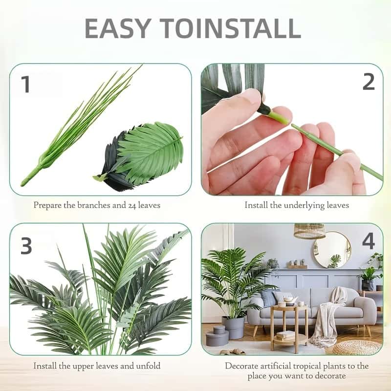 2 pcs Giant Artificial Plants -Realistic Green Foliage for Indoor/Outdoor Decor-for Hotels, Gardens, Courtyards & Photography