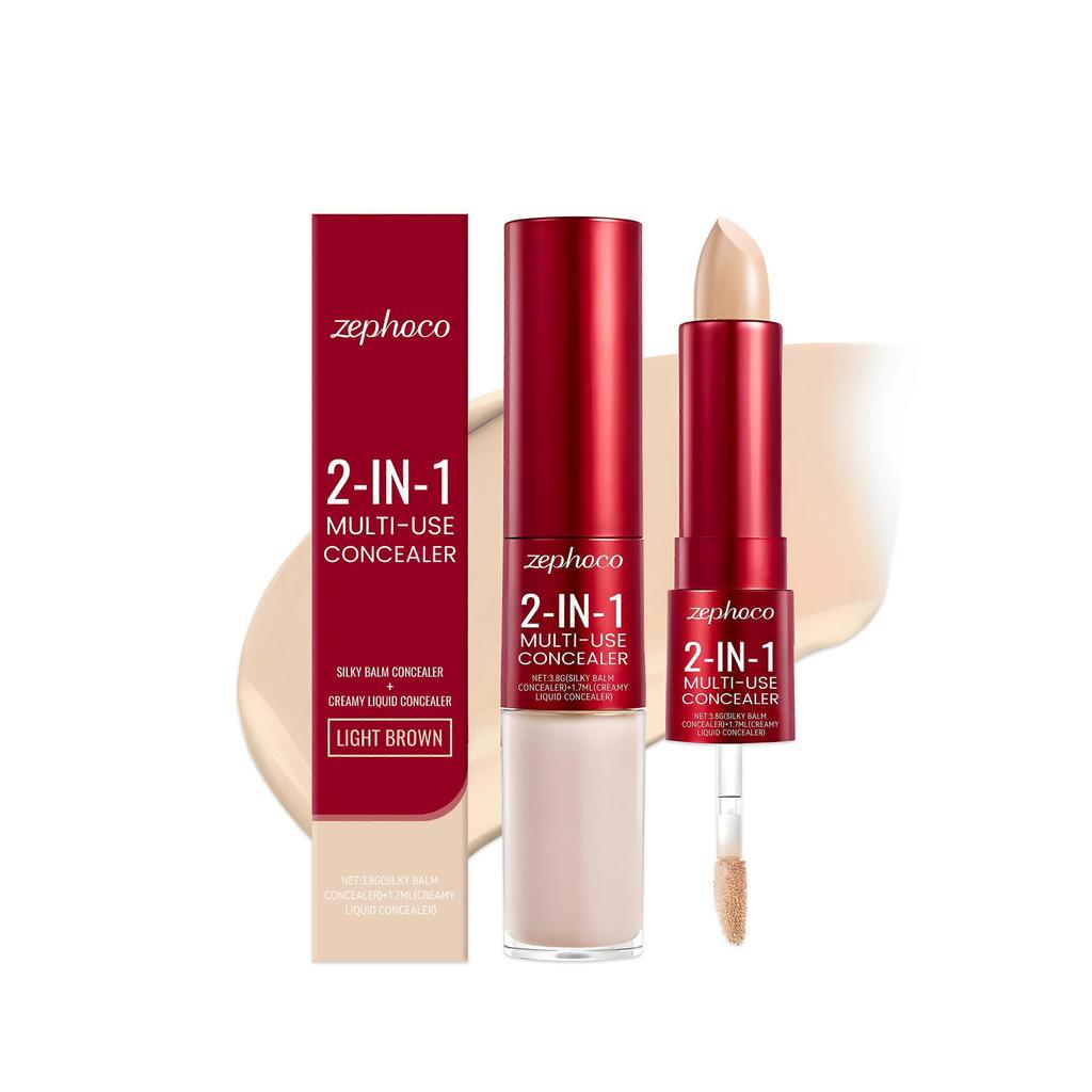 Zephoco Light Brown Hydrating Concealer Is A Lightweight, Long-Lasting And Hydrating Two-In-One Liquid Stick-Shaped Portable Concealer