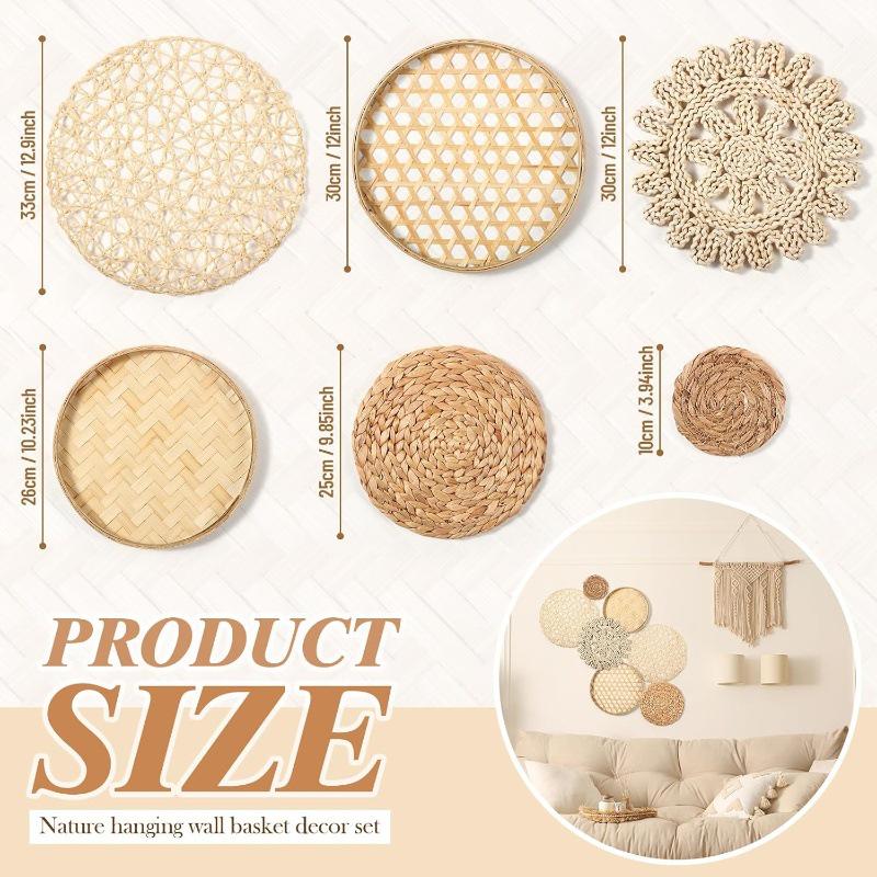 Bohemian Woven Wall Basket Set - Handwoven Hanging Decor for Living Room or Entrance