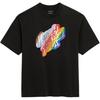 Rainbow Letter Round Neck Casual Short Sleeve T-Shirt Men Tops Black CQ824-A0R