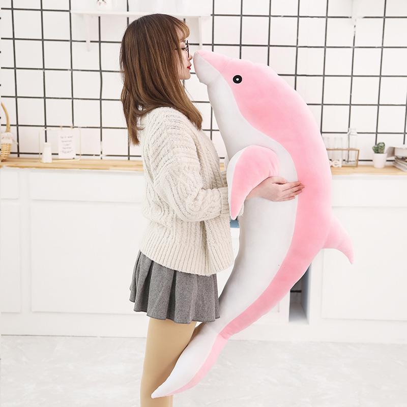 30-160cm Soft Dolphin Plush Toy Cute Stuffed Animal Pillow Nap Cushion Creative Birthday Gift for Girls and Kids