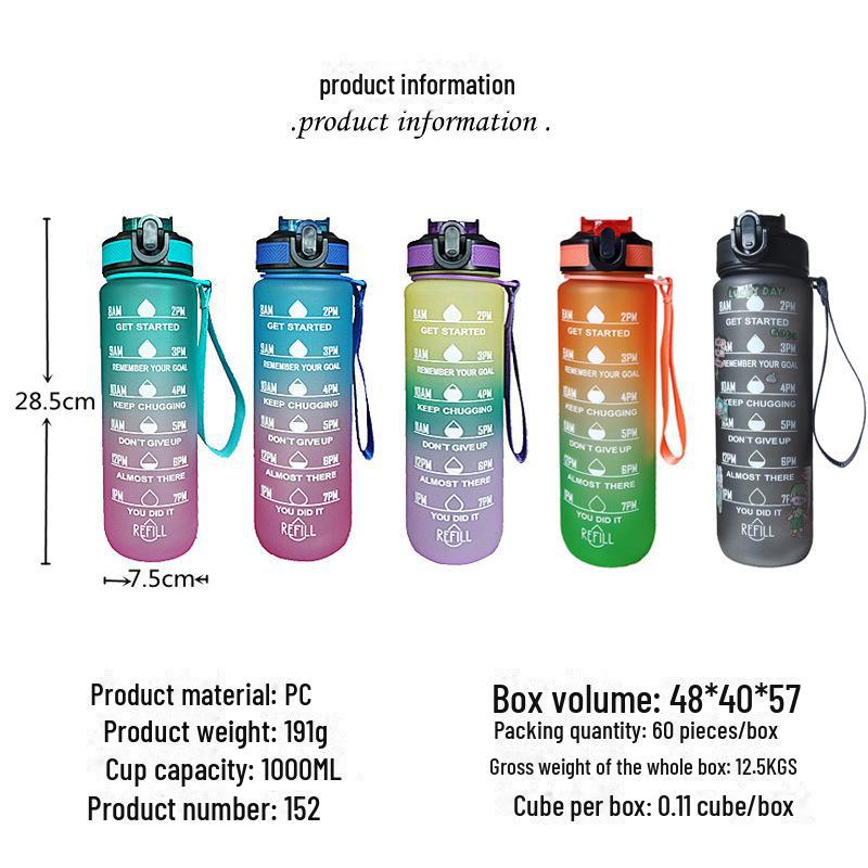 Sticlă de apă cu paie de culoare degradată - Fierbător din plastic pentru sporturi în aer liber cu capac Bounce