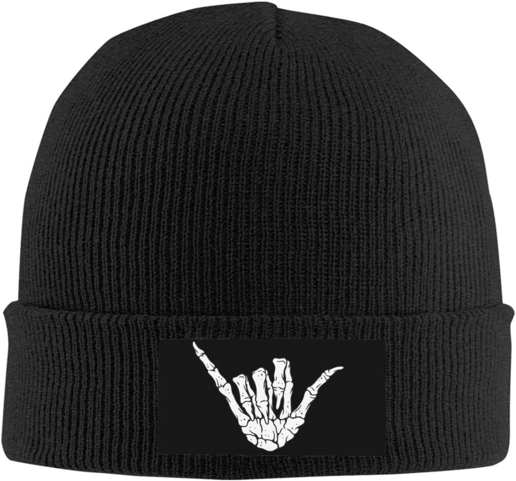 Black Knitted Beanie with French Bulldog Patch Winter Warm Hat for Men Women Dog Lover Animal Print Skull Cap