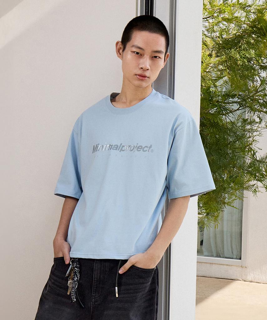 MINIMALPROJECT Signature Silicone Logo Crop Short Sleeve T-Shirt Mst160C [Sky]