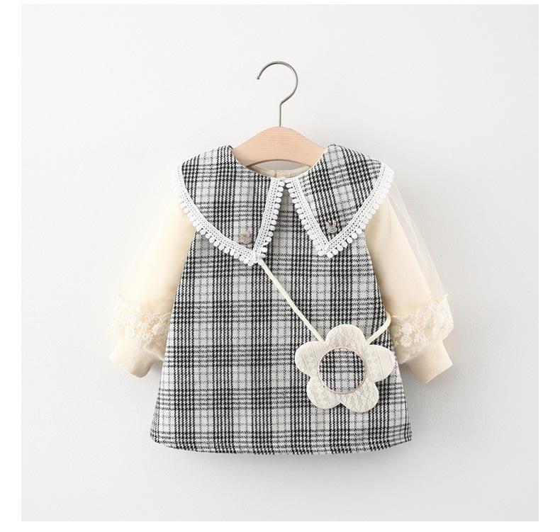 

Spring and Autumn New Baby Girl Fake Two-piece Dress Children s Long-sleeved Dress Kids Autumn Clothes 110cm чорний