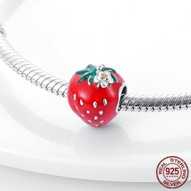 New Summer Fruit Cherry Strawberry Watermelon Charms Fit Bracelets Necklace Beads Diy Copper Women Jewelry Making