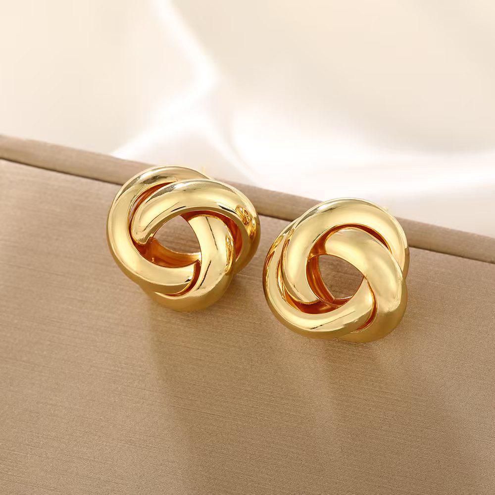Europäisch-Amerikanische Geometrische Twist Kreis Ohrringe – Stilvoll, Mehrschichtig und Vielseitig