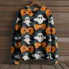 Men's Long Sleeve Pullover Sweater Casual Halloween Print Knit Oversized Sweater