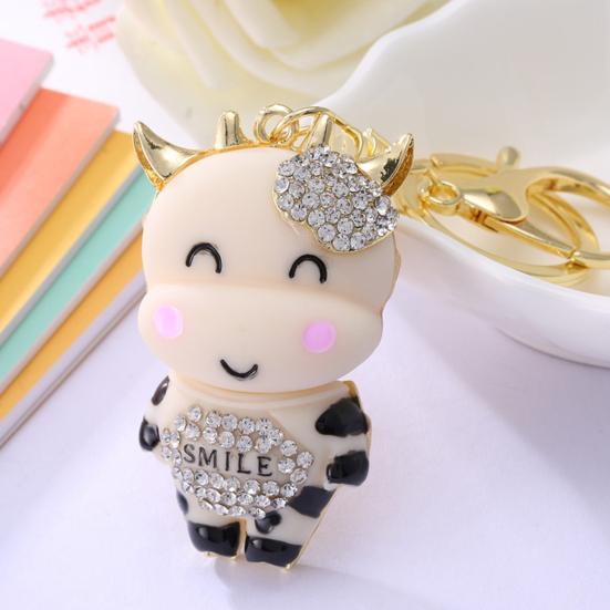 Keychain Sparkling Rhinestones Inlaid Cow Design Key Chain Decorative Good Wallets Cars Accessory Luck Keyring Bags