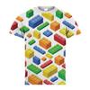 T-shirt Grafica a Blocchi Degradé da Ragazzo Stampa Digitale 3D Casual Elastica a Maniche Corte per Attività Estive all'Aperto Abbigliamento per Bambino