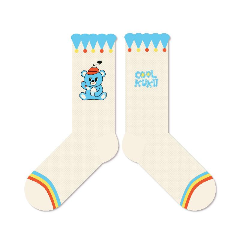 

Summer Socks for Ladies - Spring and Summer - Glass Fiber Breathable Thin Cotton Cartoon Ice Cream Little Bear Perforated Tube 1 pair