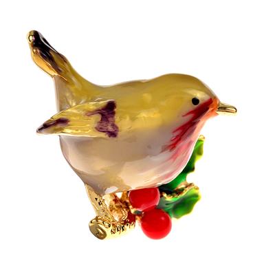 New Multicolor Robin Bird Brooch Pins High Quality Enamel Animal Brooches For Friends Christmas New Year Jewelry Gifts