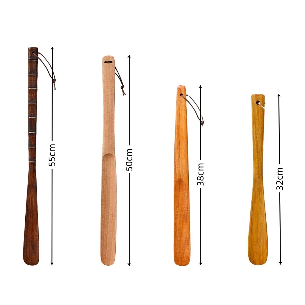 New Wooden Shoe Horn Easy on Off Extra Long Handle Shoehorn Portable Hanging Put on Shoes Tools Home Accessories